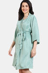 Zivame Checkered Sheen Woven Robe - Granite Green — thumbnail 2